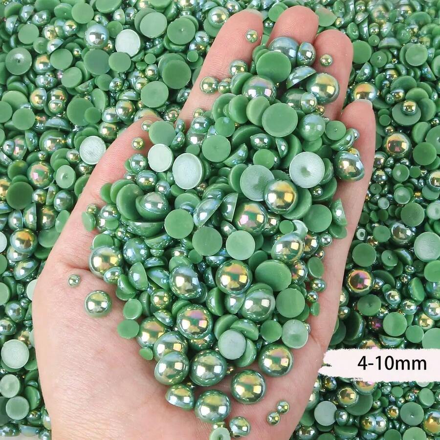 2360顆 4-8mm 混色珍珠樹脂仿鑽平底珠，DIY手工珠寶、手機殼、化妝鏡、杯子、鞋子裝飾、服飾配件、節日禮物