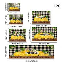 1 pieza Estera de secado de platos, Estera para máquina de café, Fondo a cuadros negro y blanco con patrón floral de limón amarillo, Estera absorbente de drenaje, Adecuada para mesa de comedor y cafetería, Estera de drenaje multiusos, Regalo para el hogar, Decoración de mesa - XYLSD-355 - Ver 15