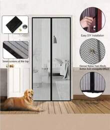 Puerta Mosquitera Autoadhesiva Magnética, Fácil Instalación Sin Perforar, Ventilada y Transparente, para Puertas de 90/100cm x 210cm, 3 Colores Disponibles - Negro - Ver 8