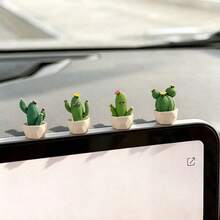 1pc Miniature Landscape Creative Elegant Fresh Small Potted Plant, DIY Car Interior Decor, Desktop Ornament, Office Workstation Computer Screen Decoration Accessory - Small Potted Plants - View 3