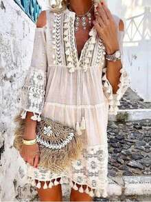 Elegant Sweet Style Dress For Women Spring Summer - White - View 3