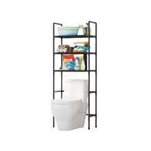 1pc Bathroom Toilet Storage Rack, Floor-Standing Multi-Layer New Metal Toilet Shelf, Drill-Free, Black/White, Sturdy Steel Pipe Material, Plastic Interface - Multicolor - View 11