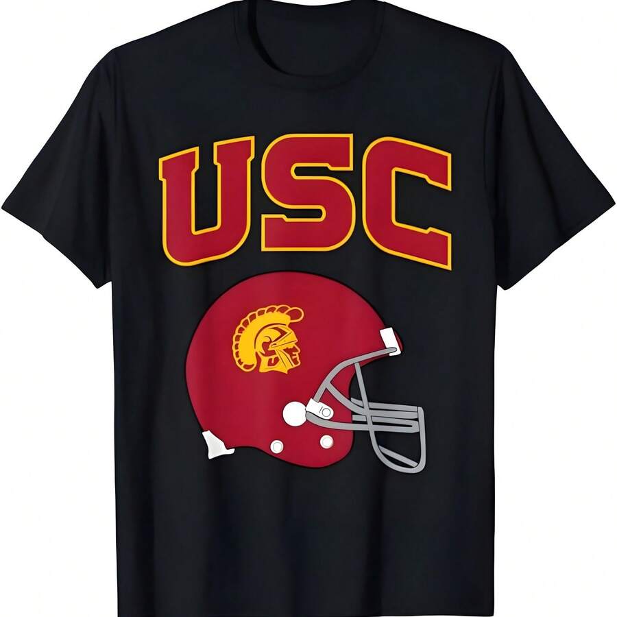 Camiseta con logotipo de casco de fútbol USC Southern Cal - Negro - Ver 1