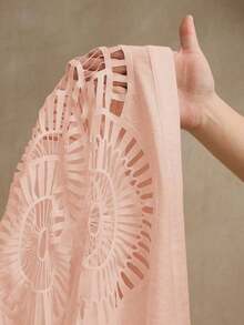 Camisa de mujer con cuello versátil de encaje soluble y empalme hueco, para primavera/verano - Rosa - Ver 8