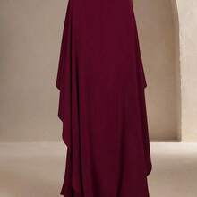 Women's Elegant Red Valentine's Day Cape Sleeve Cinched Waist Fitted Mermaid Dress - Suitable For Valentine's Day Date, Formal Party, Gala Spring - Amarillo claro - Ver 3