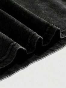 ROMWE MEN Camiseta de Manga Corta con Estampado Gótico Blanco para Hombre, Estilo Casual de Primavera/Verano - Negro - Ver 4