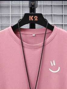 Men's Expression Print Drop Shoulder T-Shirt - Rosa - View 6