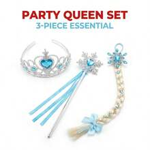 3pcs/Set Snowflake Crown Magic Wand Wig Braid, Party Supplies, Holiday Performance Photo Prop Decoration - Baby Blue - View 1
