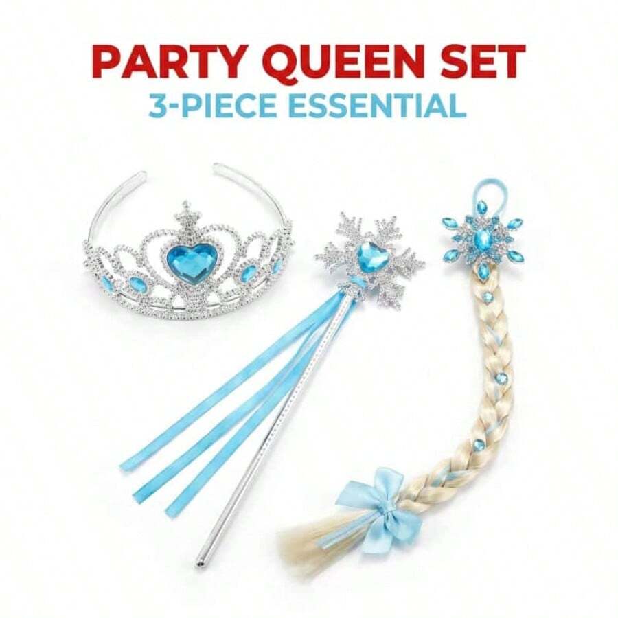 3pcs/Set Snowflake Crown Magic Wand Wig Braid, Party Supplies, Holiday Performance Photo Prop Decoration - Baby Blue - View 1