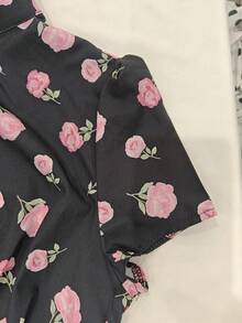 Vestido largo primavera 2026, holgado con estampado floral, estilo elegante y moderno - Negro - Ver 5