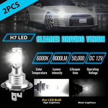 2pcs H7 LED Car Headlight Bulb Kit, High/Low Beam, 80W, 6000K, Bright - 1860 - View 10