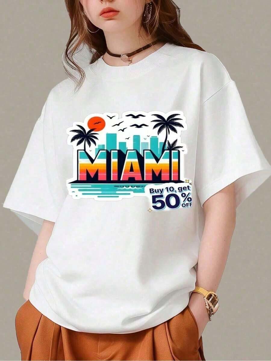 Camiseta Casual de Cuello Redondo para Hombre con Estampado Vibrante de WUTANG - Azul Claro, Estilo Deportivo de Verano, Tela Ligeramente Elástica, Corte Regular - Blanco - Ver 1