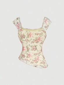 Conjunto de 2 piezas para mujer con lunares: top con dobladillo asimétrico y falda de cola de pez de cintura baja con decoración de lazo, retro, vintage, conjunto de verano de dos piezas, para invitada de boda, vacaciones, cumpleaños, concierto - Multicolor 2 - Ver 6