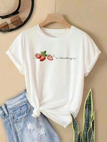Una camiseta de manga corta para mujer con estilo retro americano, de diseño holgado y estampado (los pantalones son solo sugerencias de estilo). Este artículo sencillo y elegante presenta patrones de texto con temática tropical, siendo un elemento imprescindible para crear un estilo relajado de vacaciones. Es muy adecuado para ocasiones como el Día del Trabajo y el Día de la Independencia de México. La gruesa camiseta multicolor está hecha de 100% algodón con estampados modernos, y es adecuada tanto para hombres como para mujeres. Es un estilo completamente nuevo para primavera/verano/otoño, transpirable y cómodo, sencillo y versátil. - Beis - Ver 7