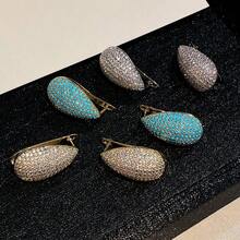 1 Pair Copper Cubic Zirconia Pave Curved Hoop Earrings, European And American Luxury Niche Design Earrings, Versatile Daily Wear Earrings For Women - Fashion Earrings - View 5