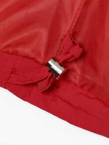 Jaqueta com Capuz e Cordão Sólida para Primavera/Outono - Vermelho - Visão 11