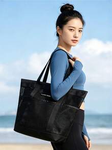 1pc Large Capacity Beach Bag, Mesh Swimsuit Storage Bag, Multifunctional Travel Tote Bag, Shoulder Beach Bag, Swimsuit Storage Pouch - Multicolor - View 6