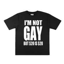 I'M NOT GAY Short Sleeve T-Shirt For Men And Women, With An English Joke, Funny American Style, Plus Size, Summer, Slimming Effect, Niche Casual Style. - 黑色 - 查看 4