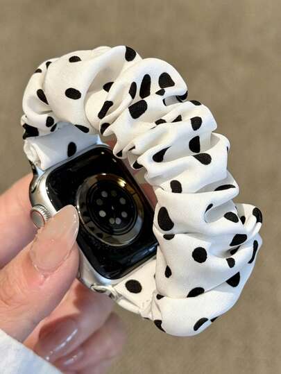 Rétro mignon Femmes Pois Élastique Spiral Chouchou Style Convient Pour Bracelets 46mm 38mm 40mm 41mm 42mm 44mm 45mm 49mm, Bracelet Femme Élégant à la Mode Adapté Pour Apple Watch Série 11 10 9 8 7 6 5 SE Ultra 2