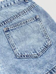 MOD Pantalones cortos de mezclilla sencillos y lisos para mujer, shorts vaqueros de verano - Lavado ligero - Ver 4