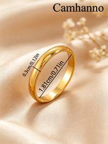 Camhanno 1pc 18K Gold Plated Curved Minimalist Fashion Ring For Women, Suitable For Wedding, Engagement And Other Occasions, High-Quality Gift - Gold - View 6