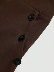 Nuevos pantalones de estilo coreano de primavera/verano, minimalistas y elegantes, de lino a rayas azul y blanco, de cintura alta, estilizadores, de pierna recta y sueltos, informales para mujer - Marrón - Ver 6