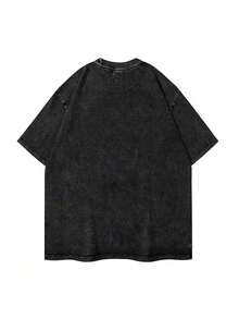 Ropa de hombre; Camisetas de verano; Soy la camiseta favorita de mi madre |     Camiseta casual de manga corta con cuello redondo, estilo vintage lavado - Camiseta negra, con estampado de letras escritas a mano en blanco en la parte delantera y trasera, regalo perfecto para mamá o familia - 100%, corte relajado, ideal para conjuntos de verano 5HLU - Blanco - Ver 2