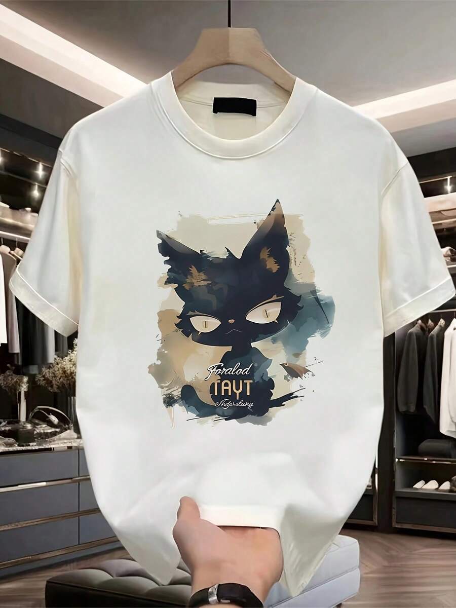 Nueva camiseta de manga corta para mujer de 180 g,% algodón - Camiseta casual versátil con estampado de verano para hombre - Camiseta con estampado de verano para parejas - Unisex - Regalo para vacaciones - Blanco - Ver 1