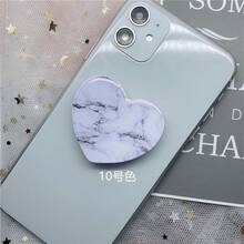 時尚背膠手機殼支架，可用於觀看電視與滑動影片，可伸縮心形氣囊支架，樹脂大理石氣囊支架，彩色大理石圖案背膠可折疊支架 - 杏色 - 查看 1
