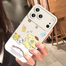 SANRIO スマホケース：サンリオスマホケース - プリン犬のハンドルスマホケース、キュートでコミックスタイルのクリエイティブなデザインのスマホケース、スキンフィールのフロスト加工スマホケース、 17、16 PRO、15 PLUS、14 PRO MAX、13、12、11に適応する、完全な保護でレンズを落ちるから守ります。 - ブラック - チェックする 5