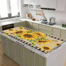 1pc Sunflower & Plaid Pattern Dish Drying Mat, Natural Farmhouse Style Absorbent Draining Pad, Suitable For Dining Table And Cafe, Multipurpose Drainage Mat, Home Gift, Desktop Decor - XYLSD-357 - View 8
