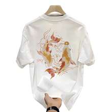 Camiseta de manga corta de algodón puro para hombre, estilo coreano, cuello redondo informal, juvenil, moderna y elegante, novedad de verano 2025. SIOW - 200 g de algodón puro - negro - Ver 5