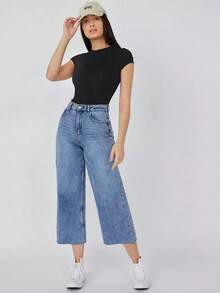 BASICS Body ajustado de color liso - Negro - Ver 7