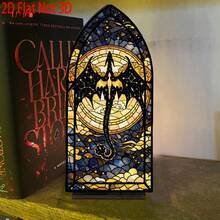 Gothic Stained Glass Starry Sky Dragon Acrylic Bookend, Mysterious Dark Fantasy Desktop Decor, Medieval Cathedral Window Style Room Decoration, Vintage Starry Sky Dragon Tabletop Display Ornament - Multicolor - View 12