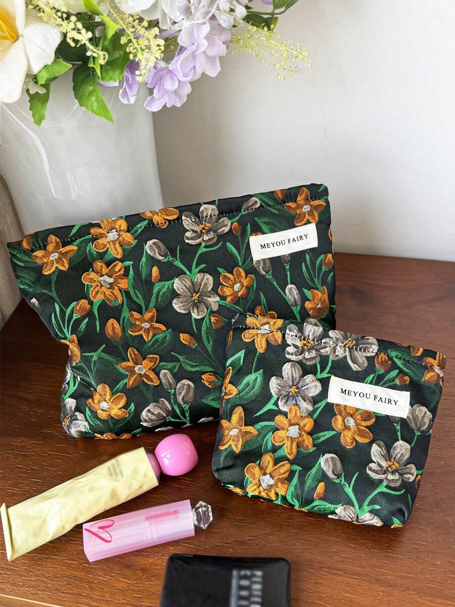 MEYOU FAIRY AGG Women's Fresh Style Makeup Bag, Inner Pouch, Portable Travel Toiletry Bag, Handbag, Multi-Functional Skincare Storage Bag, Women's Sanitary Pad Storage Bag, Gift For Mom Or Girlfriend, Student Pencil Case
