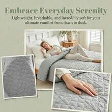 1pc Quilted Comforter, Minimalist Summer Quilt, Double Bed Sheet & Bedspread, Soft & Breathable All-Season Bedding, Minimalist Quilted Blanket, Lightweight Air-Conditioning Quilt, Four-Season Bedcover, Bedroom Decor Quilted Throw, Machine Washable For Home & Dorm Use - Grey - View 7