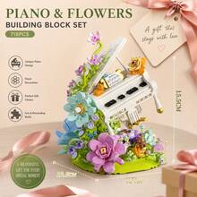 Bộ xếp hình đàn piano và hoa cao 15,5cm gồm 718 mảnh, kiểu dáng Ins, mô phỏng chân thực đàn piano mini với hoa và chi tiết hình gấu, đồ chơi thủ công tự làm giúp giảm căng thẳng cho người lớn, thích hợp làm quà tặng sinh nhật/Ngày Valentine/Kỷ niệm/Bạn thân/Trang trí bàn làm việc tại nhà. - Nhiều màu - Xem 3