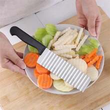 1pc Stainless Steel Deep Wave Potato Wavy Knife, Household Wavy Fry Cutter Slicer - Multicolor - View 5
