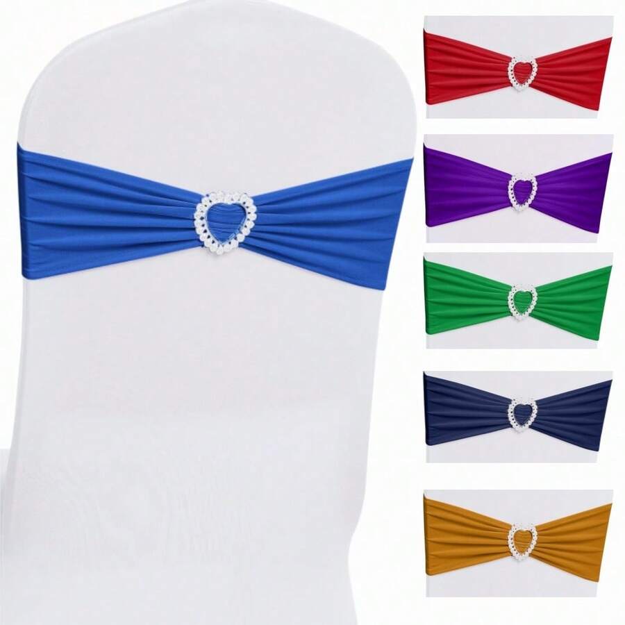 10pcs Elastic Chair Bands With Bow Tie, Adjustable Stretchable Chair Covers With Sliders, Universal For Wedding Party Event Decoration - Multicolor - View 1