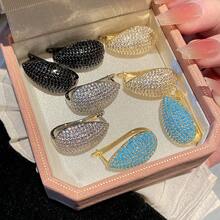 1 Pair Copper Cubic Zirconia Pave Curved Hoop Earrings, European And American Luxury Niche Design Earrings, Versatile Daily Wear Earrings For Women - Fashion Earrings - View 12