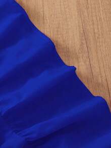 Vestido holgado de tejido suelto con espalda descubierta, deunicoloro y elegante, adecuado para fiestas, citas nocturnas, bodas, primavera/verano - Azul - Ver 3