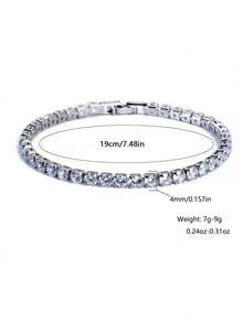 1pc Fashionable Crystal Tennis Bracelet - Silver - View 5