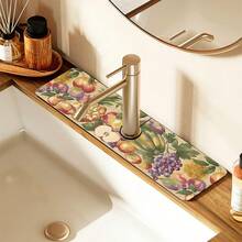 1 pieza Alfombrilla de fregadero con estampado de frutas, de poliéster duradero, de secado rápido, fácil de limpiar, adecuada para cocina y baño, fácil de instalar, decoración diaria, regalo, alfombrilla de baño, alfombrilla de fregadero duradera, accesorio de fregadero - Multicolor - Ver 5
