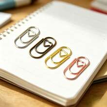 4pcs Heart-Shaped Paper Clips, Colorful Metal Long Tail Clips, Cute Clips Suitable For Office, School, Planner, Notes, File Organization And Various Stationery, Multicolor Heart-Shaped Paper Clips, High-Quality Stationery For School And Office - 4 Multi-color Paperclips - View 3