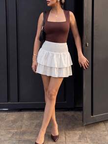 Women's Layered White Skirt, Fashionable Casual Y2K Style, Comfortable Versatile Design Summer - White - View 1