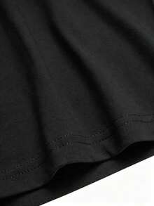 Camiseta de Mujer de Manga Corta con Cuello Redondo y Estampado de Letras Casual, Estilo Nueva York, Ajustada, Mezcla de Algodón, Ideal para el Verano, Colección Regreso a Clases - Negro - Ver 4