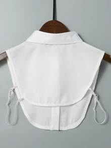 1pc White Chiffon Pointed Collar Dickey - White - View 2