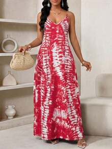 Lady Vestido largo con estampado de leopardo para mujer, estilo bohemio, sin espalda, holgado, vestido maxi suelto sin tirantes para cumpleaños, eventos, vacaciones, vestidos casuales, vestidos boho/bohemia/boho, top halter, ropa africana para mujer - Rojo - Ver 3