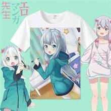 Camiseta Eromanga de la hermana Huang Man, mercancía de anime para profesores, cosplay de manga corta de Izumi Sagiri, ropa 2D, estilo japonés, transpirable. - Blanco - Ver 4