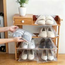 Bộ 10/60/100 túi đựng giày trong suốt, túi đựng giày dày dặn chống bụi có khóa kéo, túi đựng giày kín nước dùng khi đi du lịch và sắp xếp đồ đạc tại nhà. - Trong sáng - Xem 6